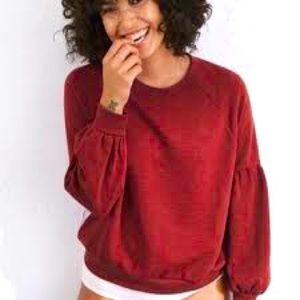Aerie Maroon Puff Sleeve Crewneck size Small